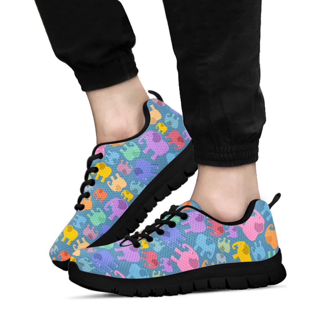 Colourful Elephant (Black or White Sole) - Sneakers Women's Sneakers - Black - Colourful Elephant (Black) - Sneakers / US5 (EU35) Shoezels™