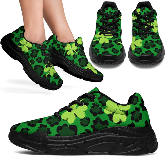 Green Clover - Chunky Sneakers Women's Sneakers - Black - Green Clover - Chunky Sneakers / US5.5 (EU36) Shoezels™