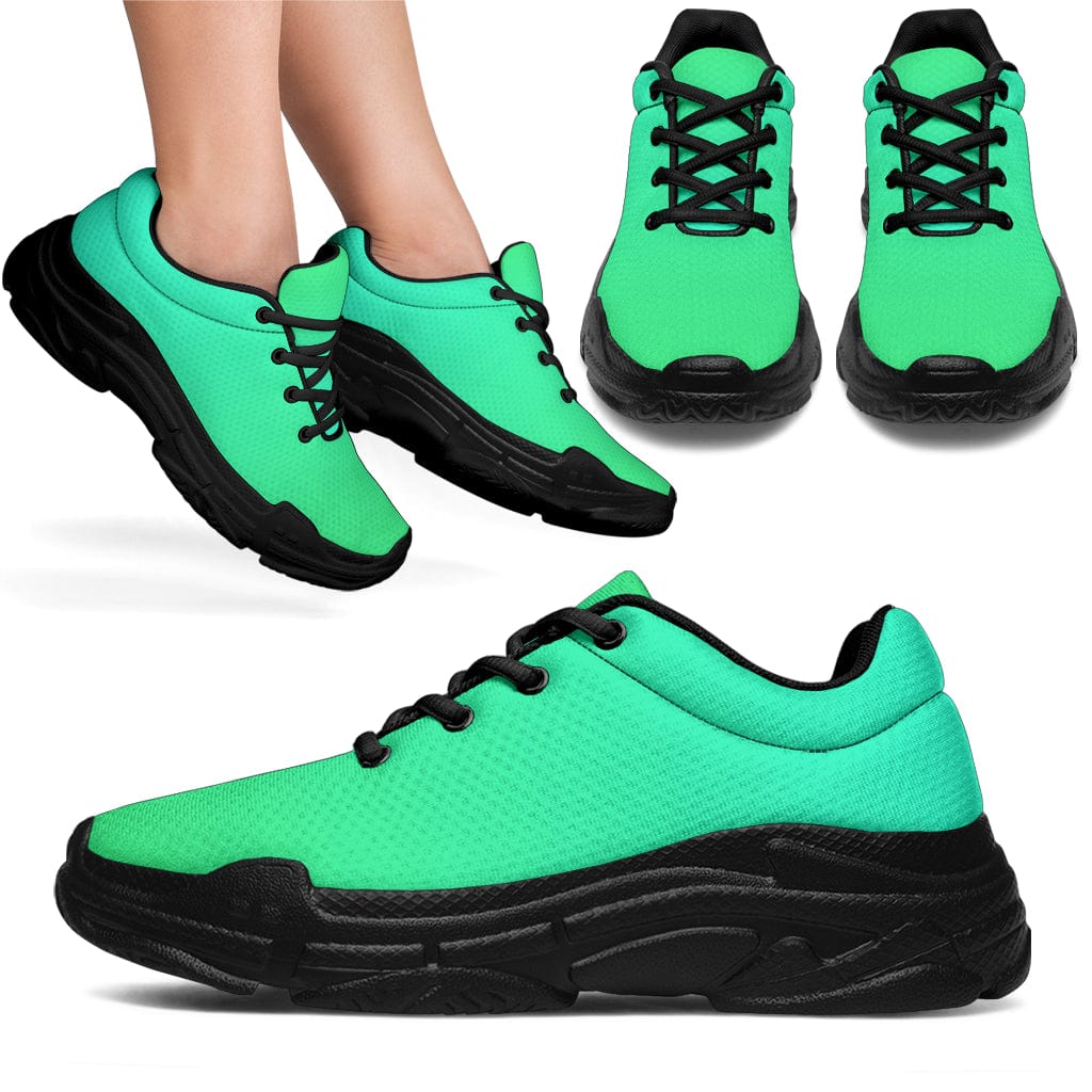 Shades of Mid Green (Black or White Sole) - Chunky Sneakers Women's Sneakers - Black - Shades of Green (Black) - Chunky Sneakers / US5.5 (EU36) Shoezels™