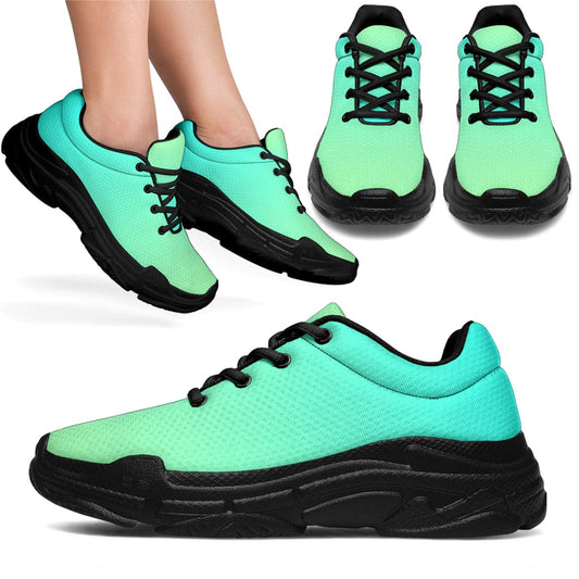Shades of Light Green - Chunky Sneakers Women's Sneakers - Black - Shades of Light Green - Chunky Sneakers / US5.5 (EU36) Shoezels™