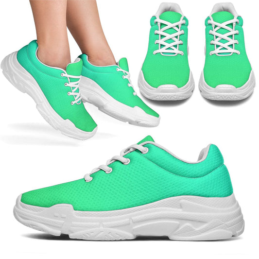 Shades of Mid Green (Black or White Sole) - Chunky Sneakers Women's Sneakers - White - Shades of Green - Chunky Sneakers / US5.5 (EU36) Shoezels™