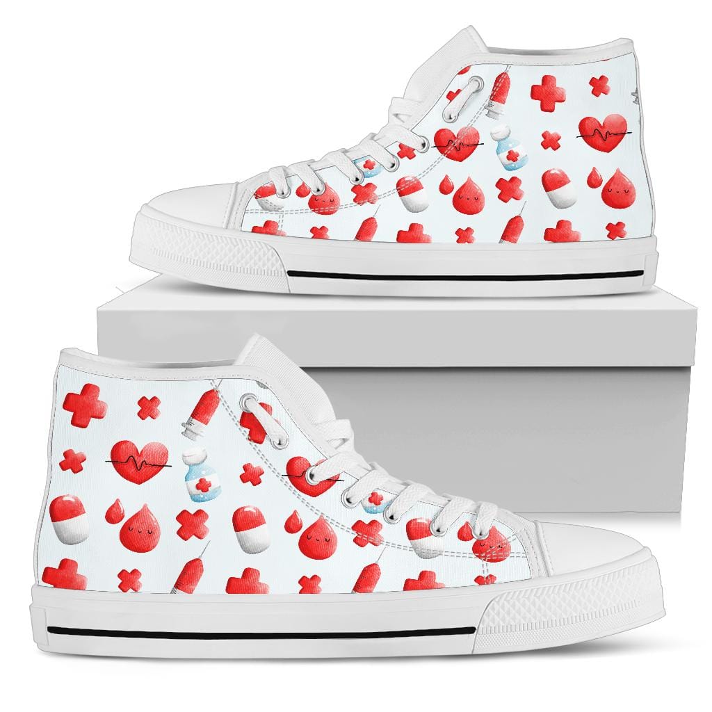 Happy Blood - High Tops (Black or White) Womens High Top - White - Happy Blood - High Tops / US5.5 (EU36) Shoezels™